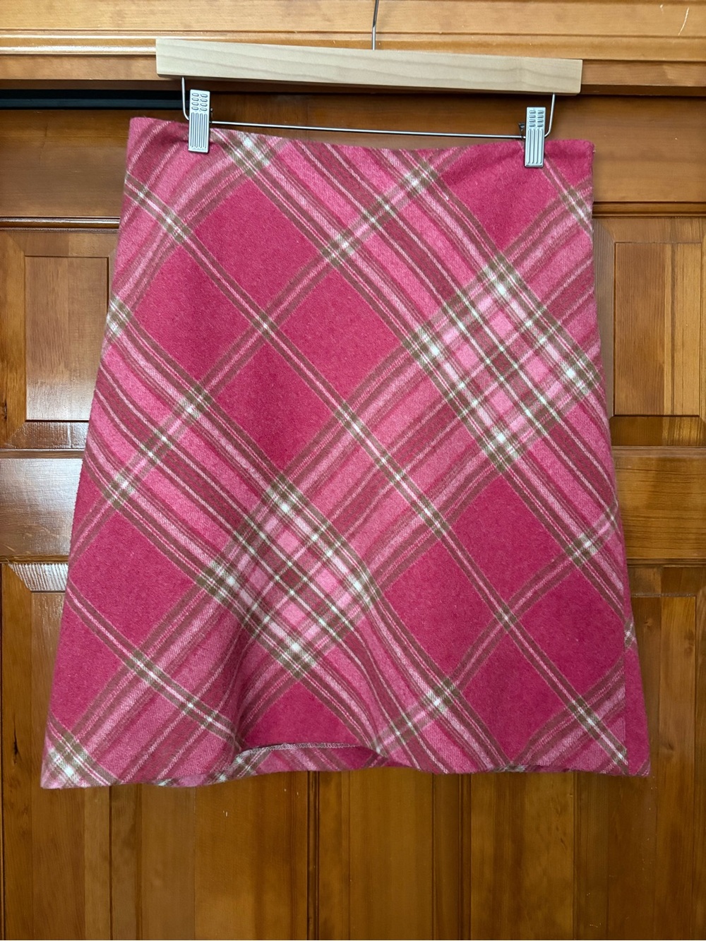 Reaction Kenneth Cole Pink Plaid Wool Blend Work Office Skirt Size 6